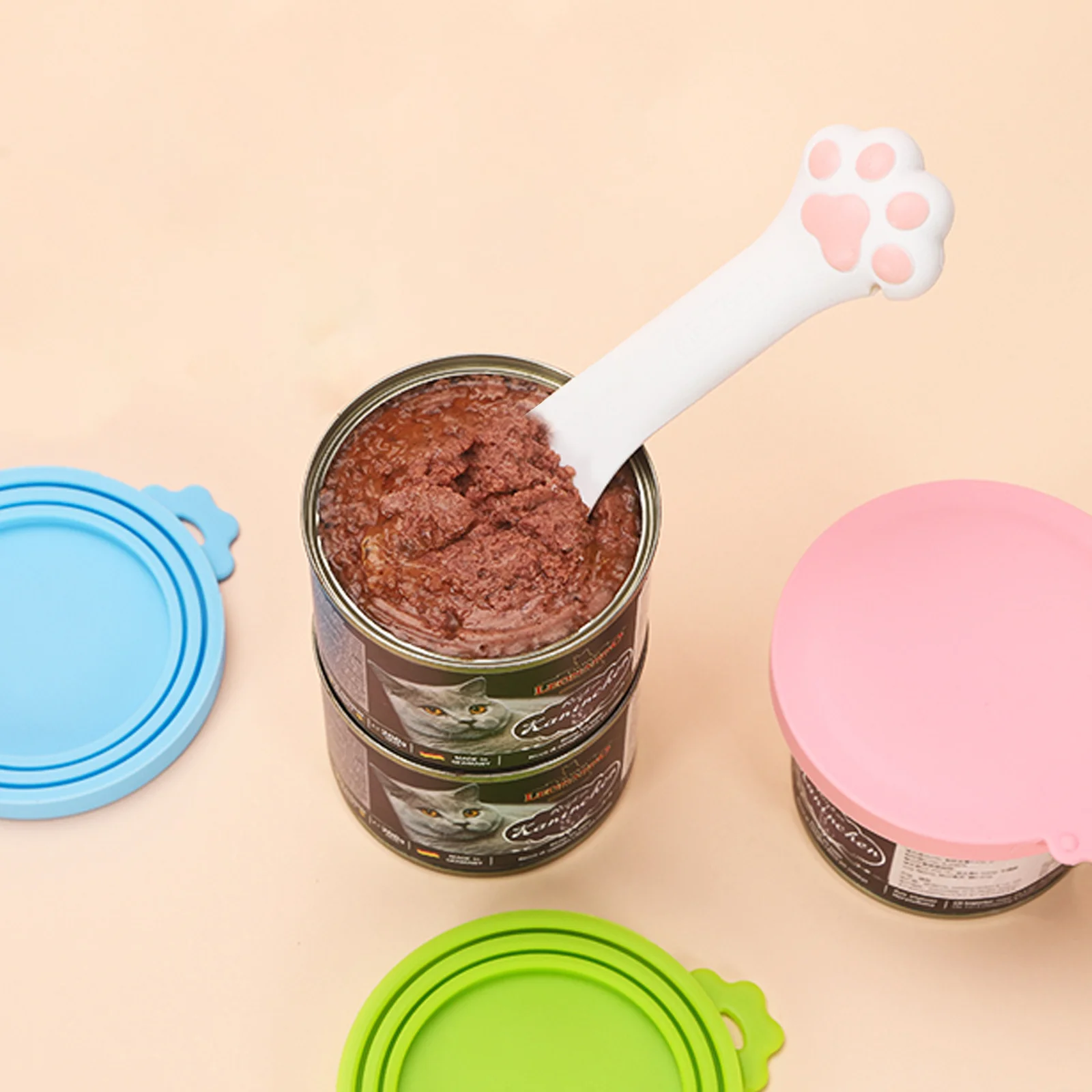 ملعقة سيليكون يدوية يمكن فتاحة غطاء غير مؤلم رافع القط الكلب الغذاء ملعقة أدوات المائدة الرطبة تغذية أداة تخزين دلو
