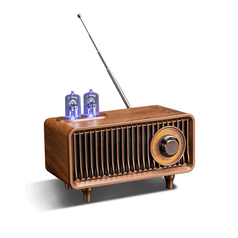 

AS19 Vintage Wood Wireless Radio BT Speaker, Support USB Drive/Aux/TF Card, Elegant Retro Design, Rotary FM Tuning Design Fasion