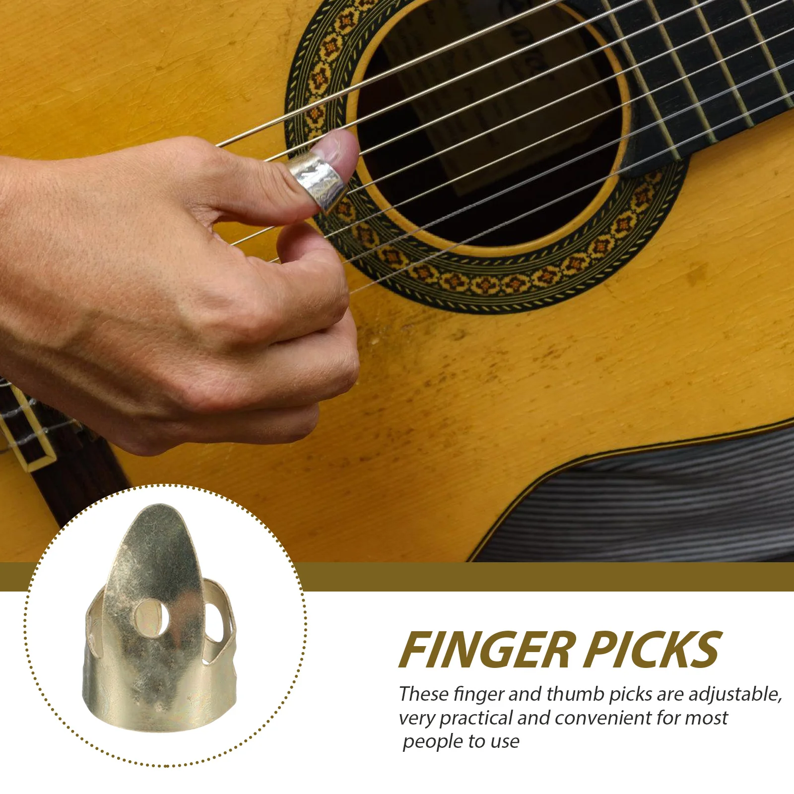 

12pcs Metal Guitar Finger Picks Reusable Durable Adjustable Thumb Picks For Acoustic Electric Guitar Ukulele Bass Practice