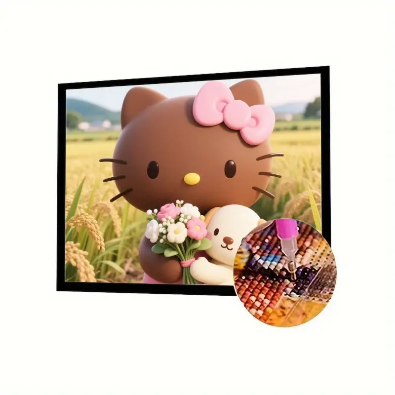 1 шт. DIY 5D полный дрель комплект алмазной живописи, очаровательный коричневый Hello Kitty и белый медведь с цветами, мультяшный кавайный горный хрусталь E