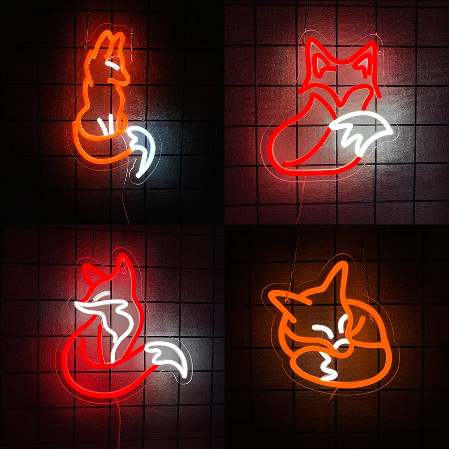 Fox Series Neon Sign For Wall Decor,Light Up Sign For Bedroom,Living Room,Game Room Decor,Bar,Gift For Fox Lover,USB Powered