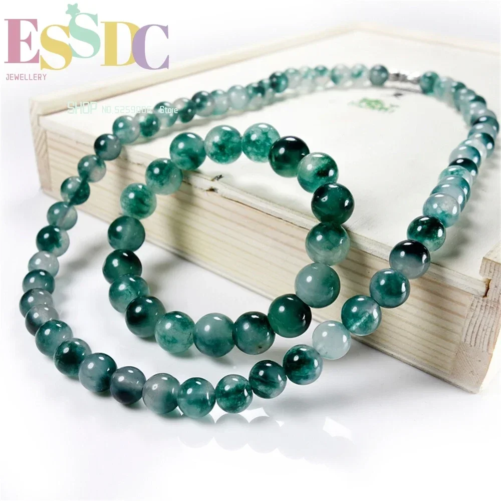 Genuine Natural Green 8mm Jade Beads Necklace Jadeite Jewelry Fashion Charm Accessories Lucky Amulet Gifts for Women Her Men