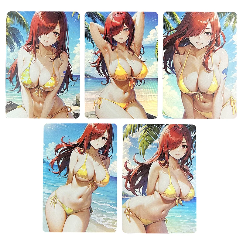 

5pcs/set FAIRY TAIL Erza Scarlet DIY self-made Color Flash Card ACG Anime Game Collection Card Gift Toy