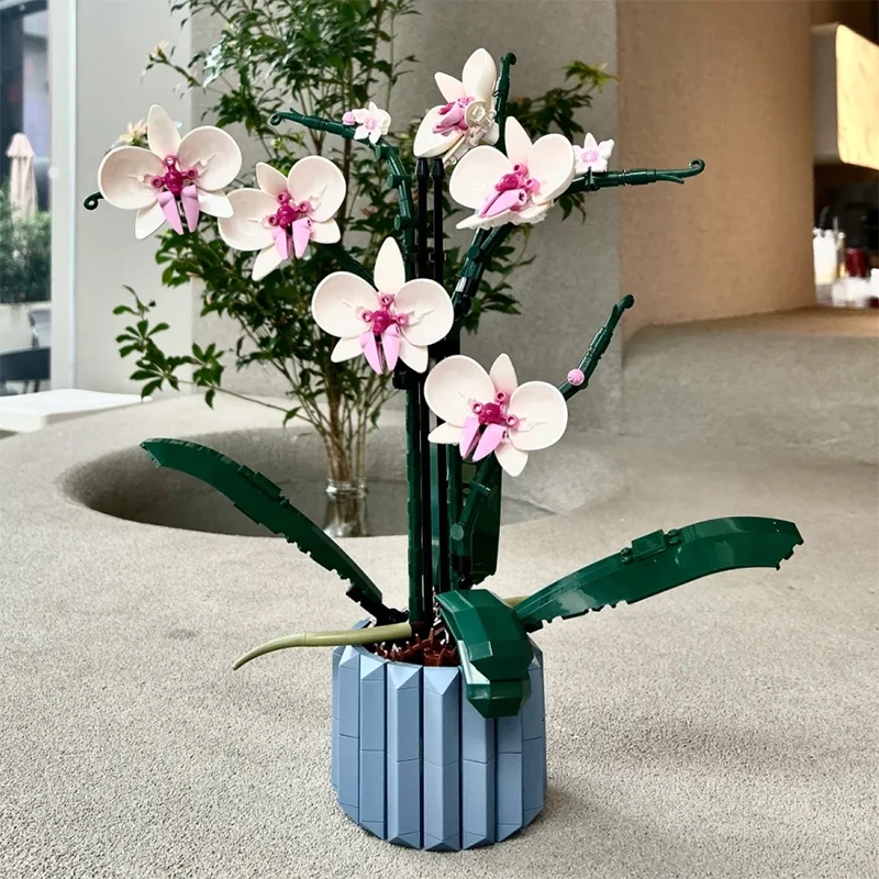 

Креативный букет, цветок орхидеи, суккуленты, строительные блоки в горшках, украшение для растений, сборка, кирпичи, игрушки, подарок для детей, девочек и взрослых