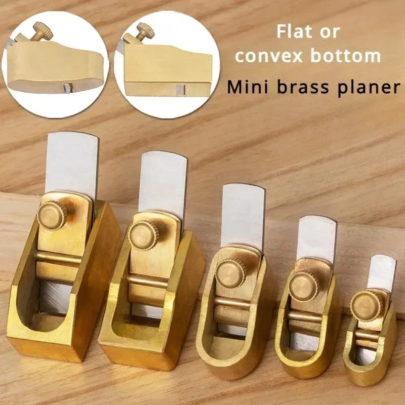 DIY Tool Mini Brass Planer Flat/convex Bottom Hand Plane Carpentry Fine Trimming Small Wood Planer Woodworking Handicraft Making