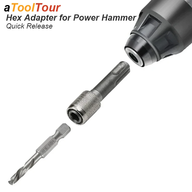 SDS Plus Convert To 1/4 Hex Shank Adapter Hexagonal Converter Electric Hammer Power Screwdriver Bit Holder Socket Impact Driver