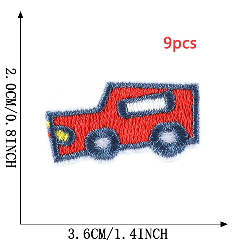 9 Stück Auto Lot Eisen auf Patches Kinder für Kleidung Stoff kleine Jungen Stich Bulk Designer bestickt Pack süße Parche Ropa Infantil – Detail 7