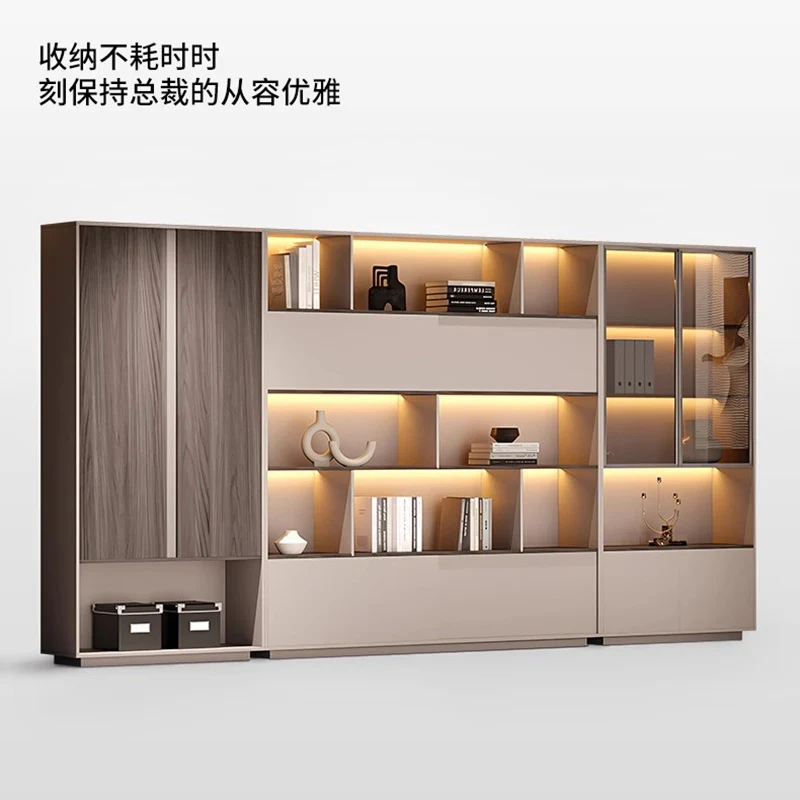 Легкие роскошные украшения для комнаты босса, офисные настольные наборы, светодиодные стулья для шкафа, L-образная коммерческая большая современная мебель для бюро