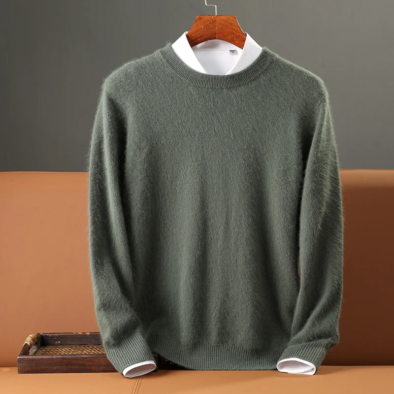 Ordos City 100% Cashmere Sweater Men's Solid Color Round Neck With Loose Plus Size Warm Bottom Jumper Autumn/winter Pullovers