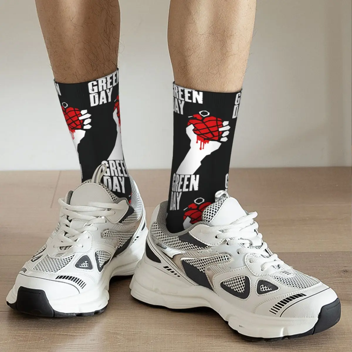 2024 Green Days Socks Drip American Kawaii Stockings Adults Men Medium Soft Outdoor Sports Socks Autumn Pattern Anti Skid Socks image 6