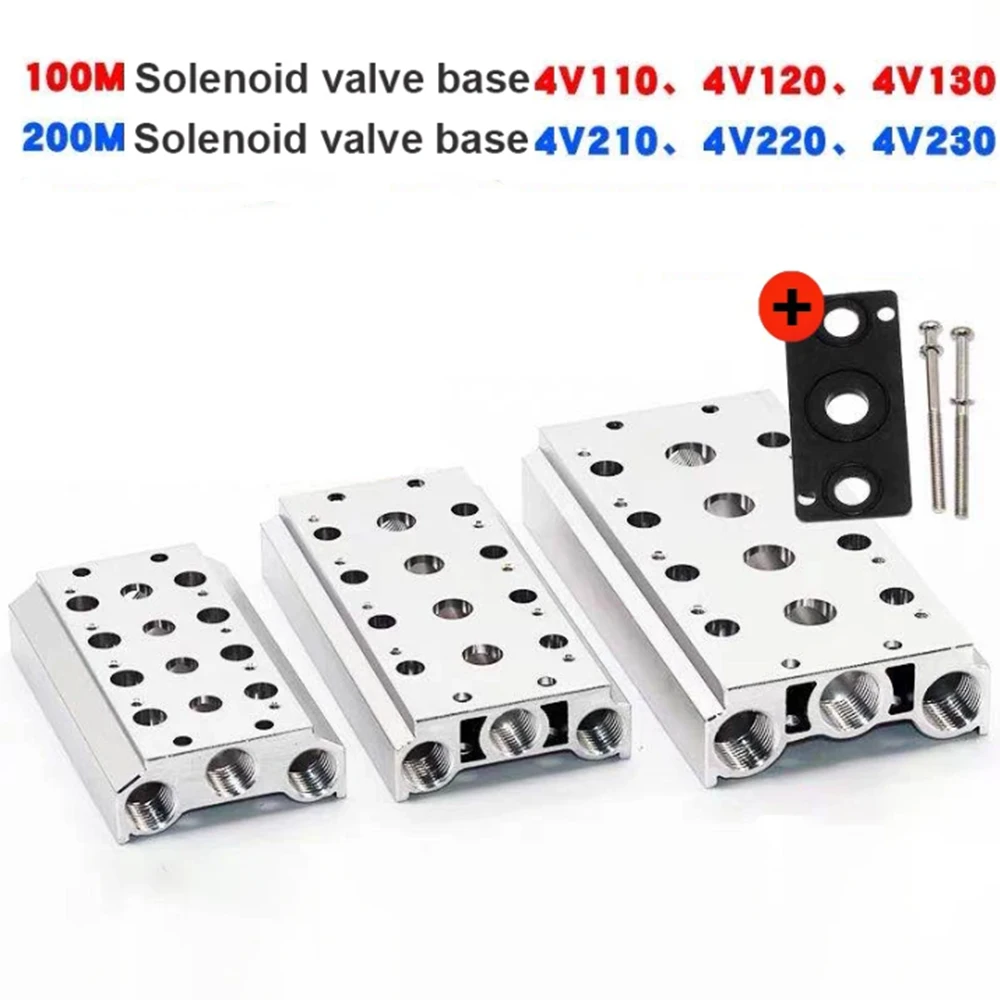 

Manifold 100M 200M For 4V110-06 4V210-08 Pneumatic Solenoid Valves Air Exhaust Plate Base Manifold With Accessories 2F/3F-11F