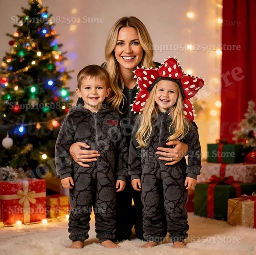 بيجامة عيد الميلاد للبالغين والأطفال لعام 2025 - نيسيي نبات ديموجورجون مع سحاب سهل الإمساك، زي ممتع لحفلات العطلات والموضوع