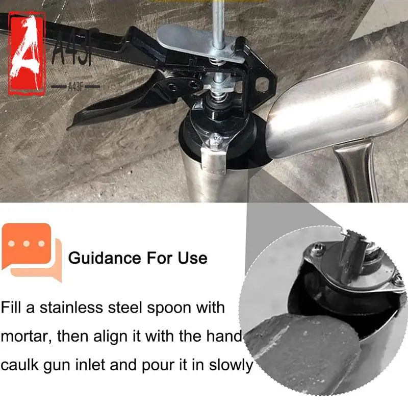 

A43F-Stainless Steel Grouting-Gun With 2 Nozzles, Hand Caulk-Gun For Tile And Cement Caulking Tool