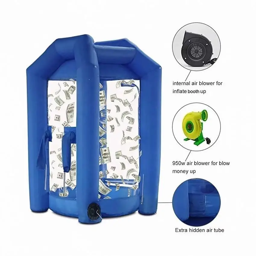 4.92ft X4.92ft X 8.2ft Inflatable Money Grab Machine Inflatable Cash Cube Booth Grab Money Machine Catching Cash Cube Booth