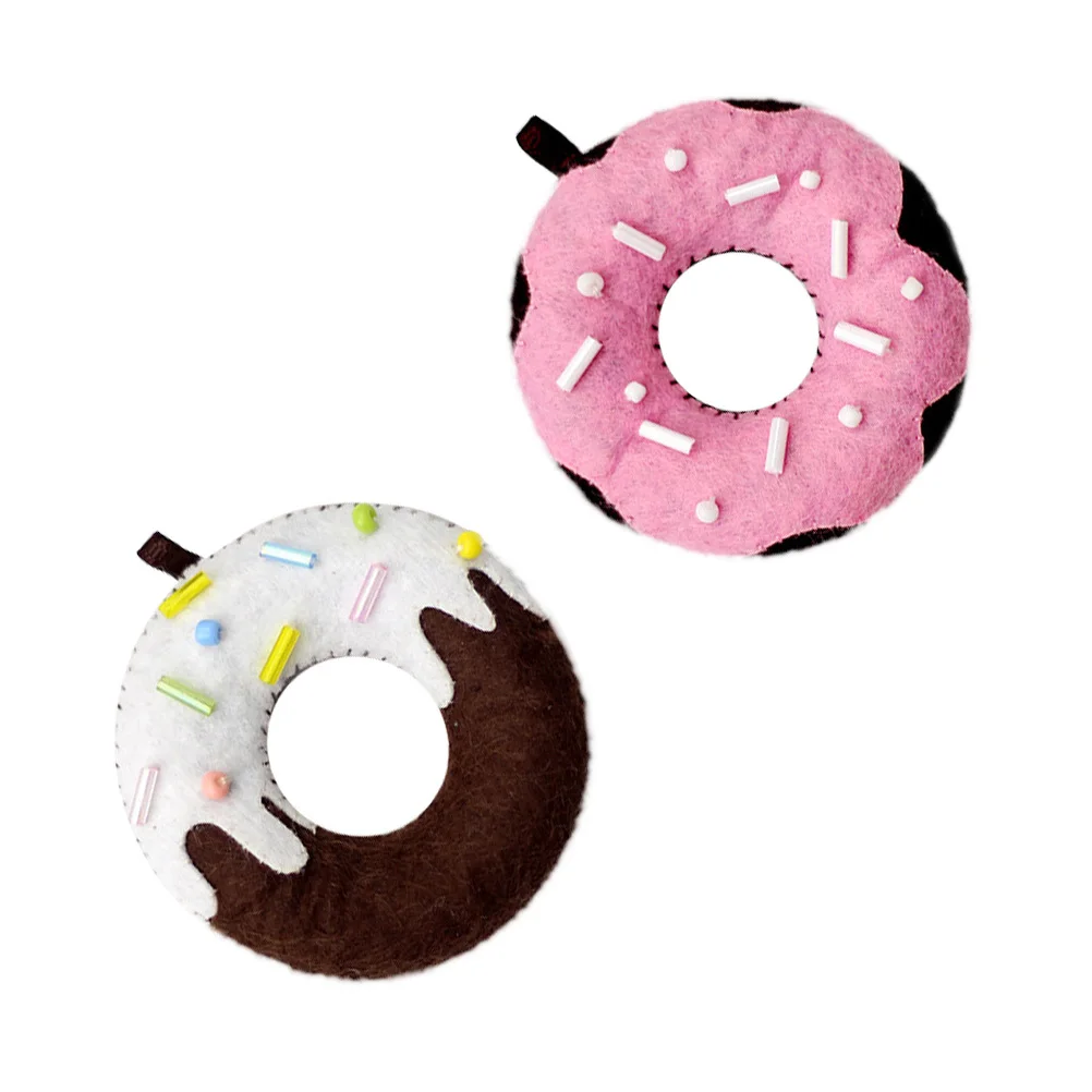 

2pcs Cartoon Donut Pendants Diy Handmade For Kids Colorful Non-Woven Fabric Set Sensory Play Learning Gift Party Decoration
