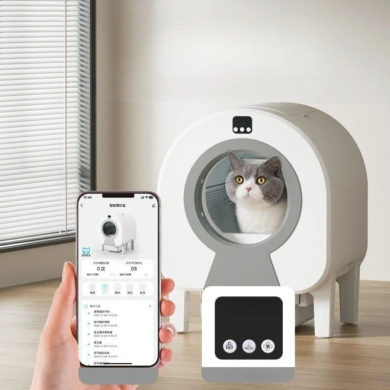 

Умный автоматический ящик для кошачьего туалета, самоочищающийся электрический туалет для кошек, 68 л, низкоголосовой ящик для песочницы для кошек, подносы с управлением через приложение
