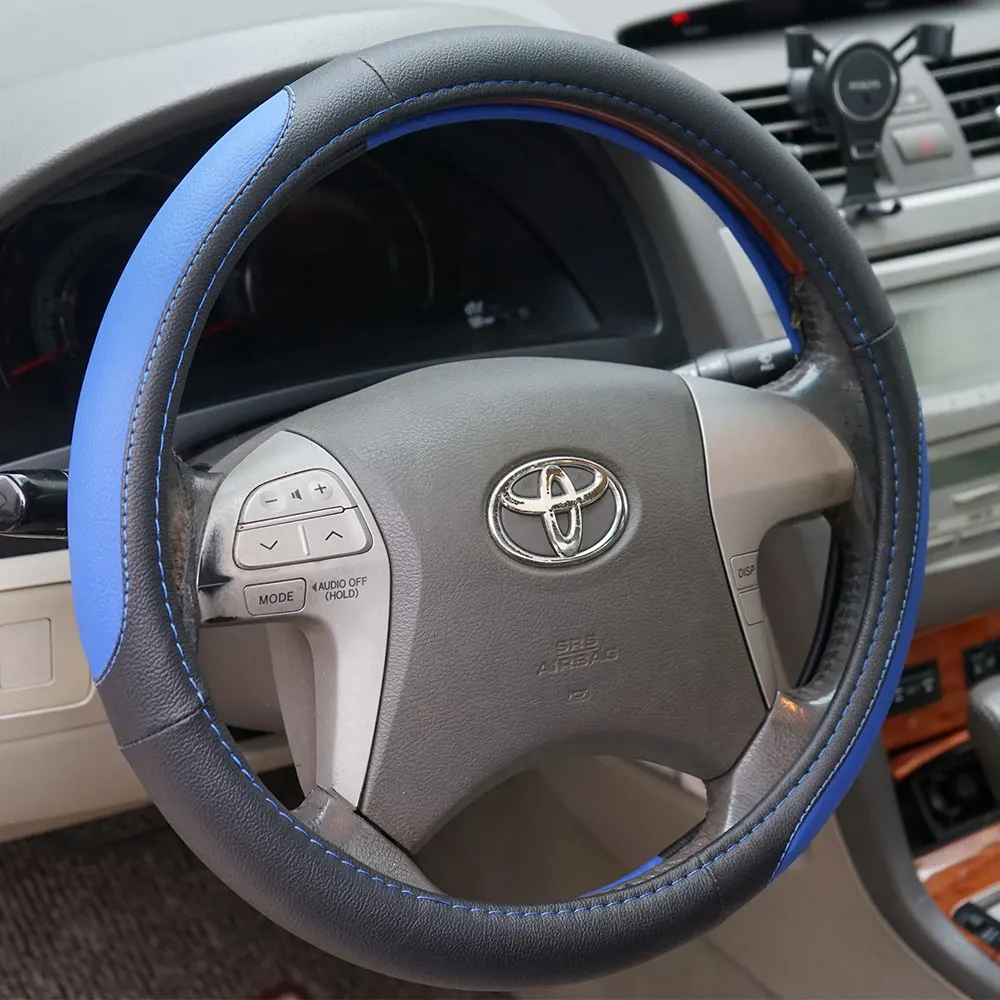 Four Seasons 37-38.5cm Artificial PU leather Car Steering Wheel Cover Universal Non-slip Auto Parts Interior Accessories