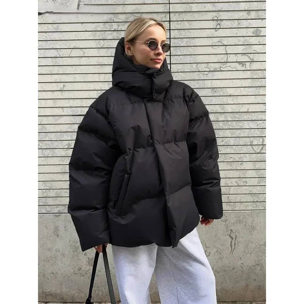 Casual New Hooded Thick Jacket Women Winter Fashion Parkas Coat Vintage Bread Outwear Office Ladies Warm Cotton Puffer Jackets