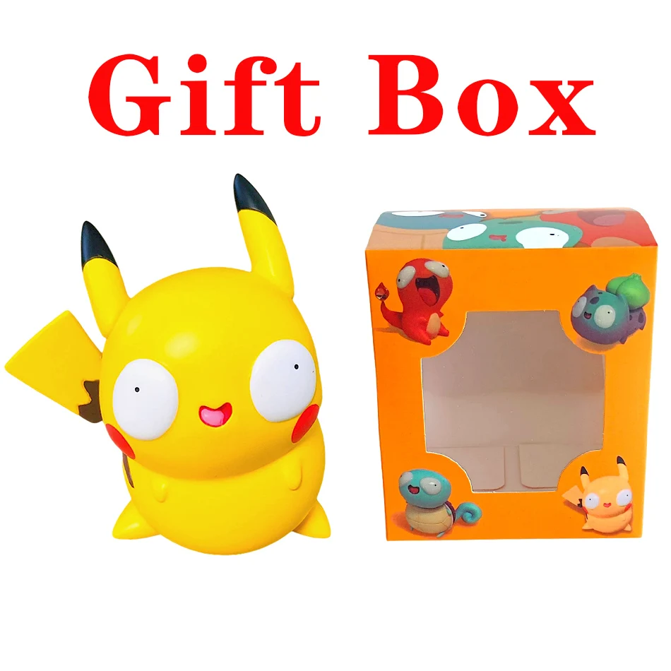 Pokemon Silly Kawaii Big Eye Pikachu Charmander Bulbasaur Funny Gk Action Figures Collect Ornaments Vehicle Decoration Toy Gift