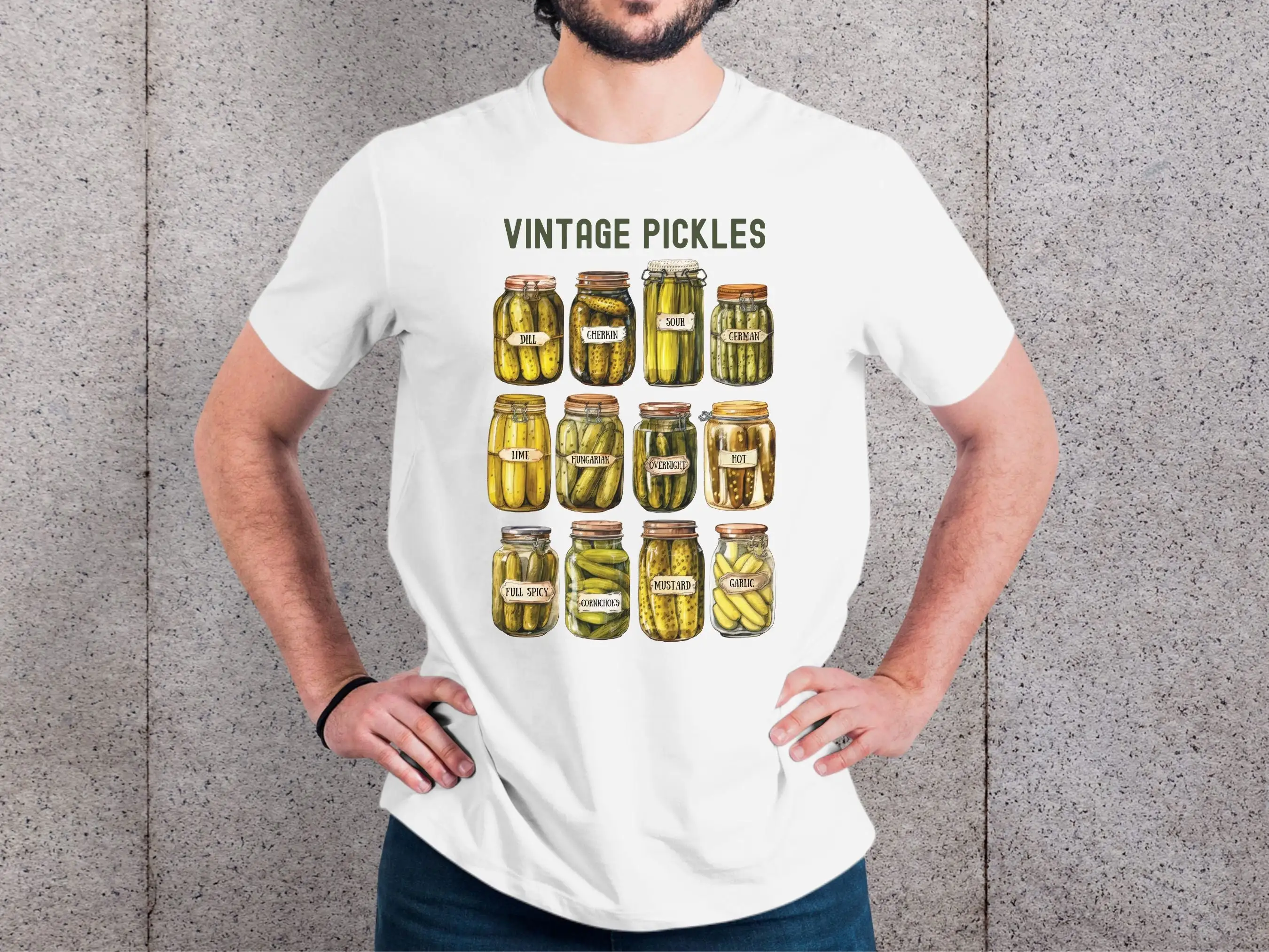 Vintage Canned Pickles T Shirt Father s Day Pickle Homemade Jar Crewneck Foodie Funny