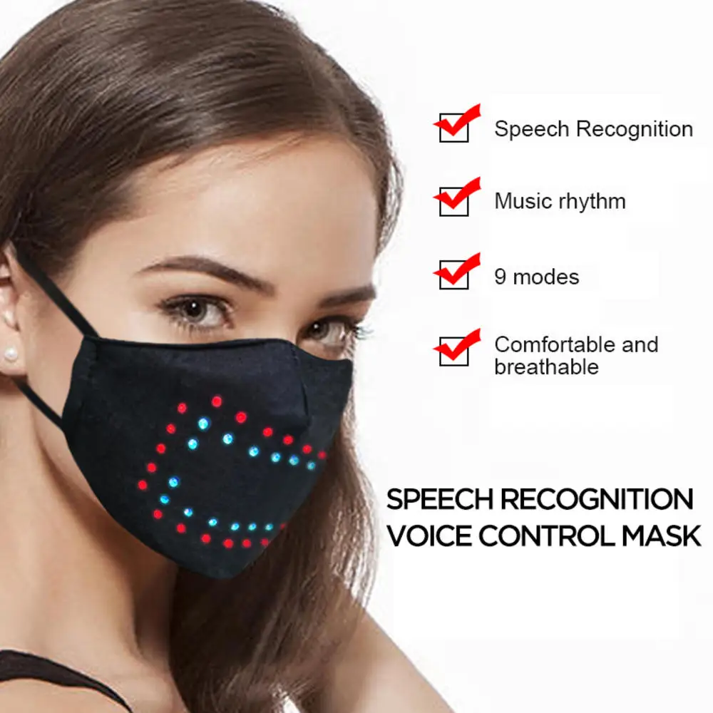 Led Voice-activated Luminous Mouth Mask Masquerade Party Face Mask Voice Control Mascarillas Halloween Party Cosplay Mask