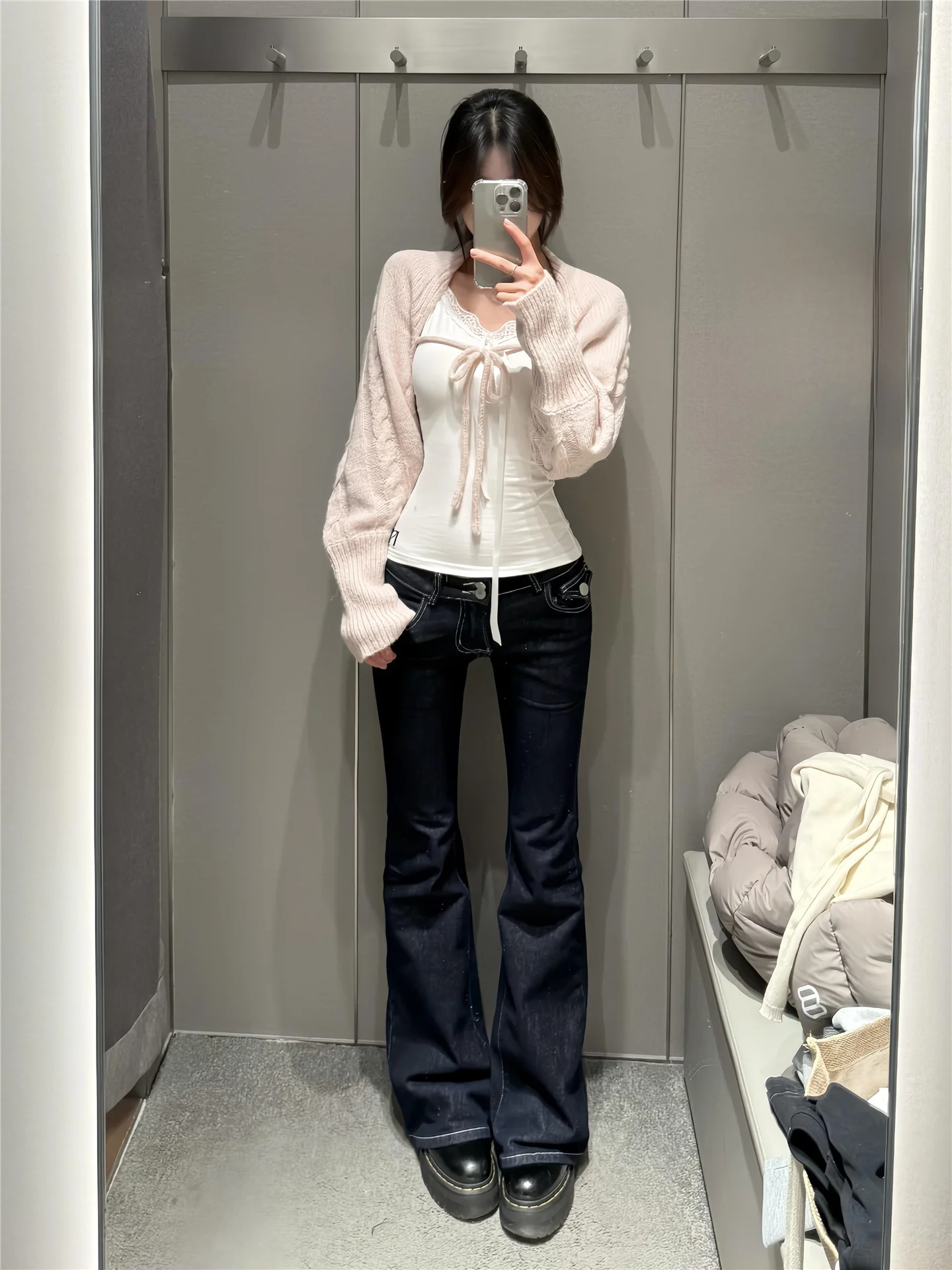 

Extended Size High Waist Bell Bottom Denim Jeans Women's Spring Summer Slimming Washed out Trendy Floor Length Pants