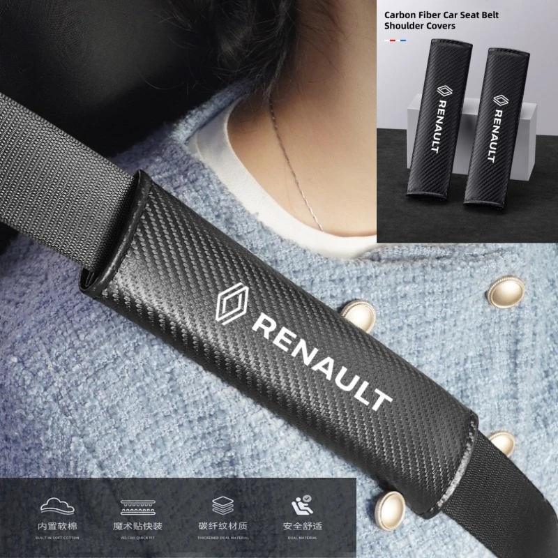 

2PCS Carbon Fiber Universal Car Seat Belt Shoulder Pad Cover Protective Leather For Renault RS Clio 2 3 4 5 6 MK2 MK3 MK4 Sport