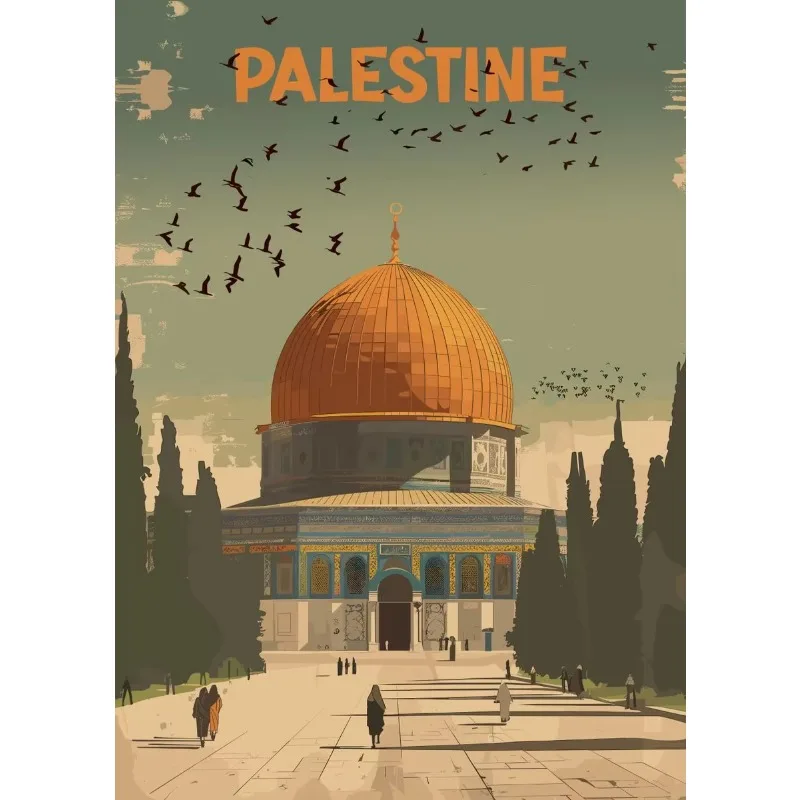 Jerusalem Palestine Travel Poster Religious Shrines Watercolor Prints Canvas Painting Wall Art Pictures Home Living Room Deco