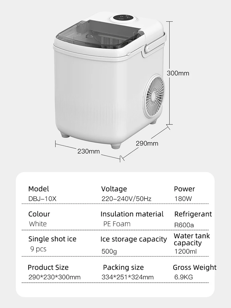 Automatic Ice Maker Commercial 15kg Ice Cube Maker Household Small Dormitory Students Intelligent Round Ice Making Machine 220V