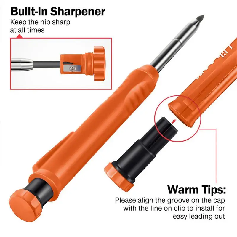 Solid Carpenter Pencil Set Mechanical Pencil 3 Colors Refill Carpentry Marking Scriber Construction Tools Woodworking Tools