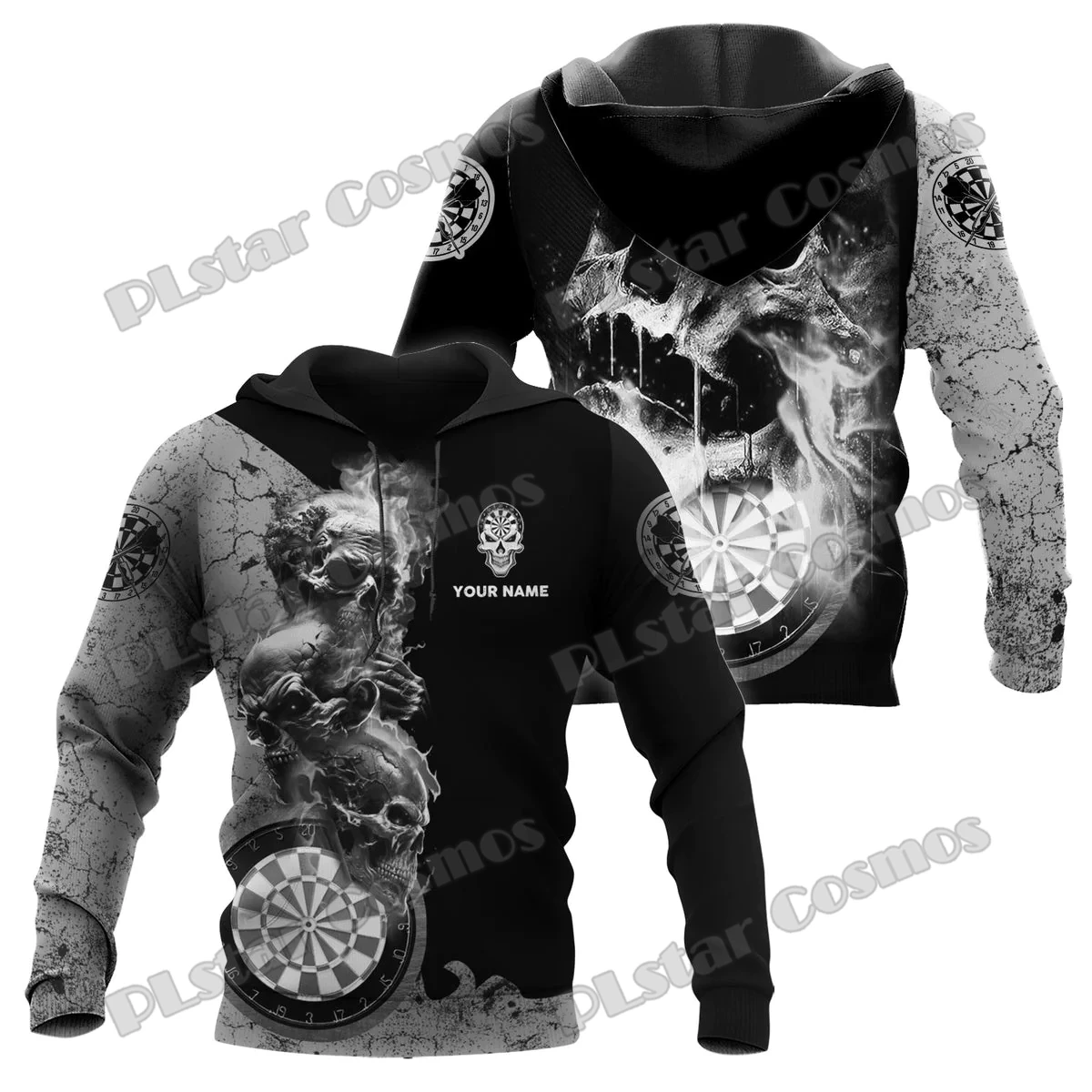 Personalized Name Multi Color Darts Skull 3D All Over Printed Men's Hoodie Autumn Street Unisex Casual Hooded Pullover HW70