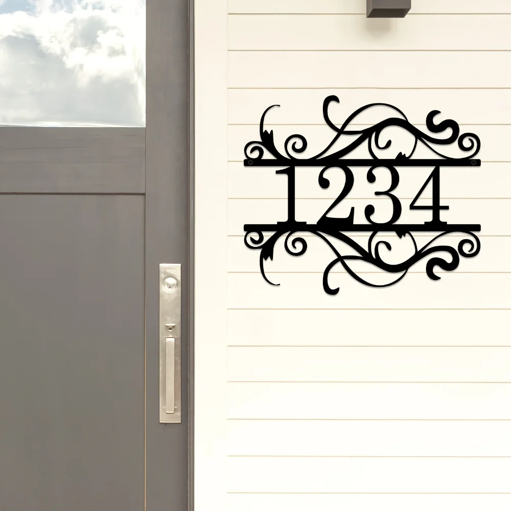 Custom Metal Wall Sign with Personalized Name Number Iron Address Plaque for Porch Outdoor Metal Wall Art Adding Curb Appeal