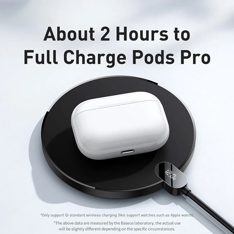 Baseus 15W Wireless Chargers For iPhone 15 14 Samsung LED Display Desktop Wireless Charging Pad For Airpods Fast Charger