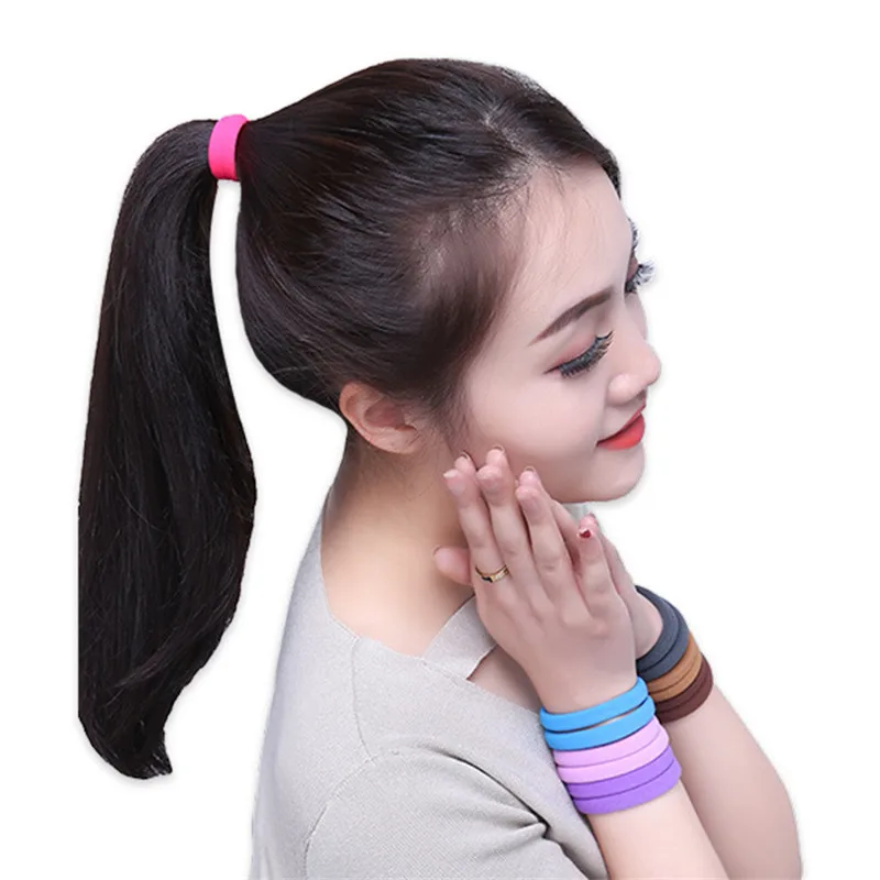 50/100 Stück Damen-Haaraccessoires 4,5 cm Mittelgroße Einfache Haargummis Basis-Edition Schonende Haarbänder Mädchen Elastische Haargummis – Detail 3