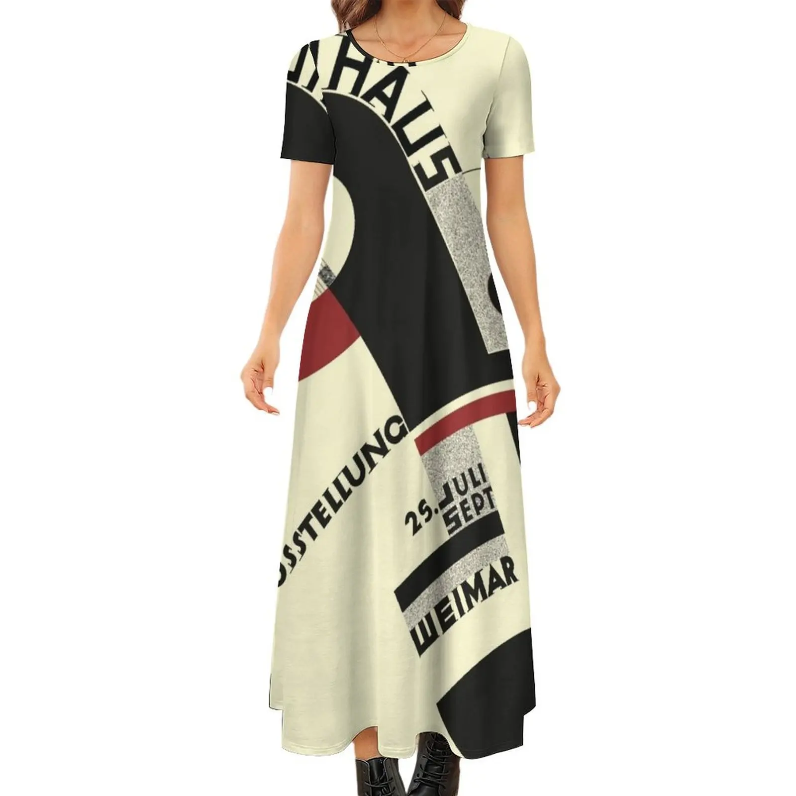 

Bauhaus design Round Neck Short Sleeve Dress Woman fashion summer dress for women 2024 summer dresses women 2024 Women"s dress