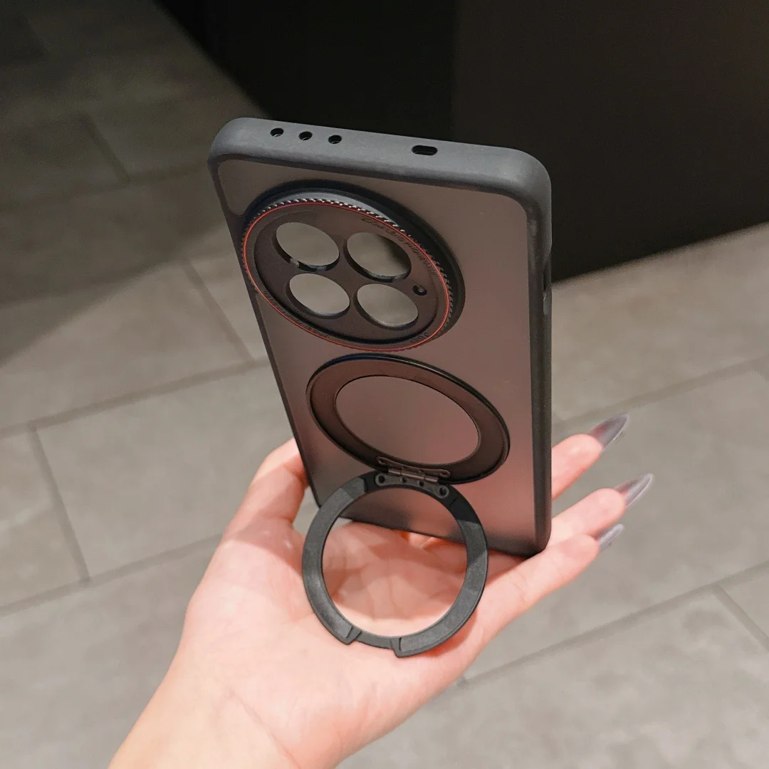 حافظة لهاتف OnePlus 13 13T Ace 5 Magsafe شحن مغناطيسي أسود كاميرا دائرية الملمس غطاء الهاتف المحمول