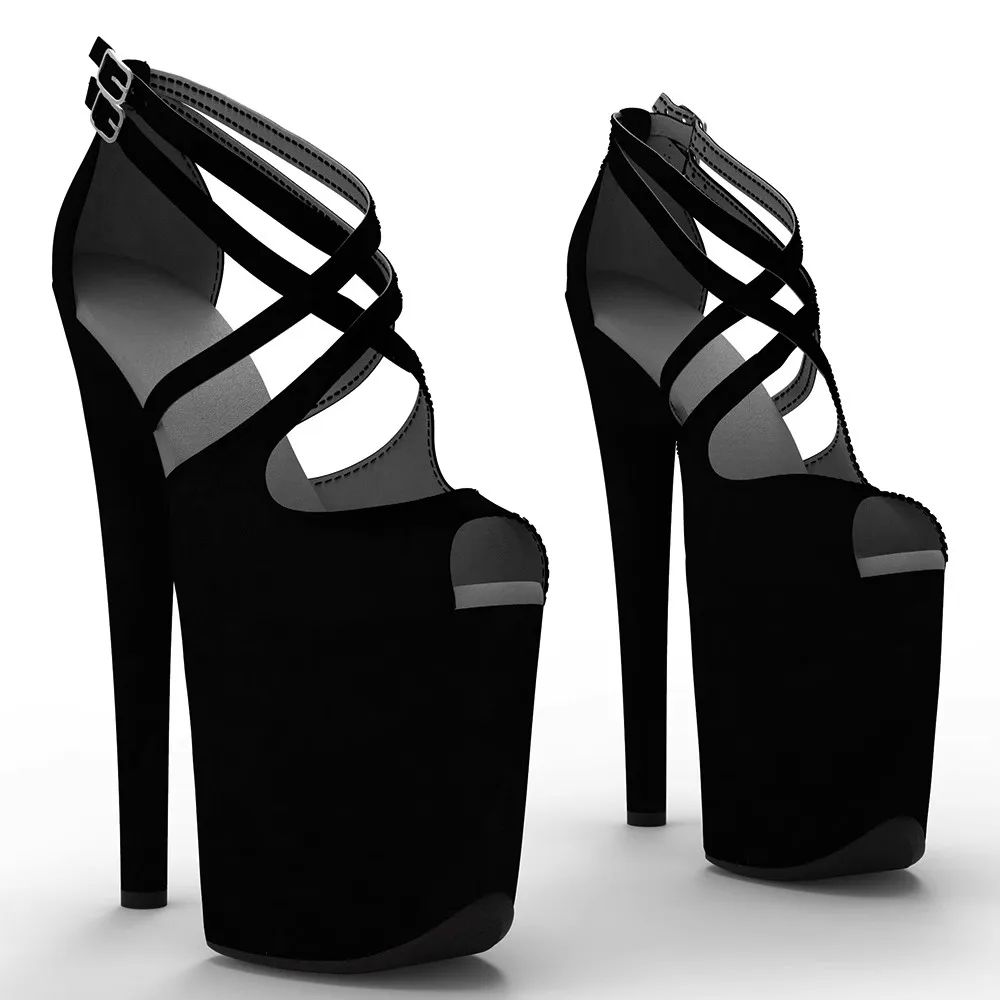 20cm/8inches Shiny PU Upper Electroplate Platform High Heel Sandals Sexy Model Shoes Pole Dance Shoes 334