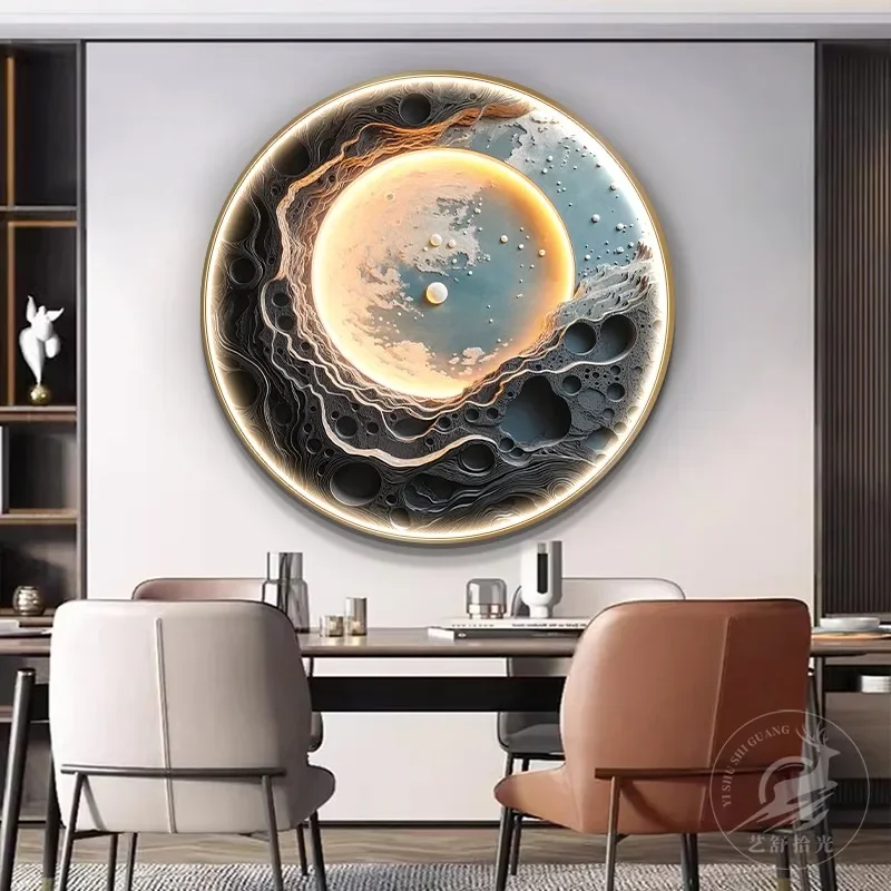 Moon LED Circular Luminous Mural Wall Lamp - Entrance/Corridor/Living Room/Bedside Hanging Decor | Background Light Art
