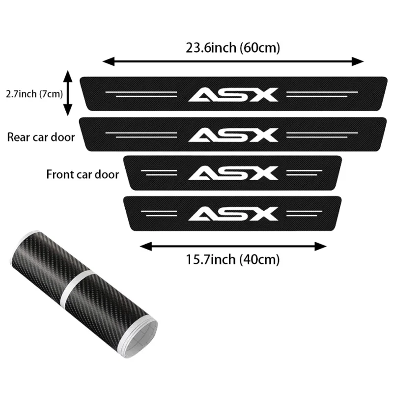 4PCS For Mitsubishi ASX 2020 2019 2018 2017 2016 Carbon Fiber Anti Kick Car Door Sill Protector Tape Threshold Stickers Decals