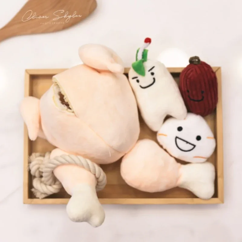 Ins Korean Ginseng Chicken Soup Sound Toy Dog Hiding Food Toy Pet Sniffing Toy Relieve Boredom Scratching Bite Plush Dog Toys