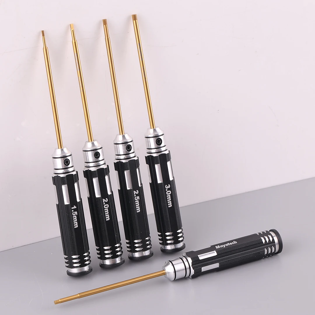 

Mayatech RC Tools 4 pcs hex screw driver set titanium plating hardened 1.5 2.0 2.5 3.0mm screwdriver For Rc helicopter Rc toys