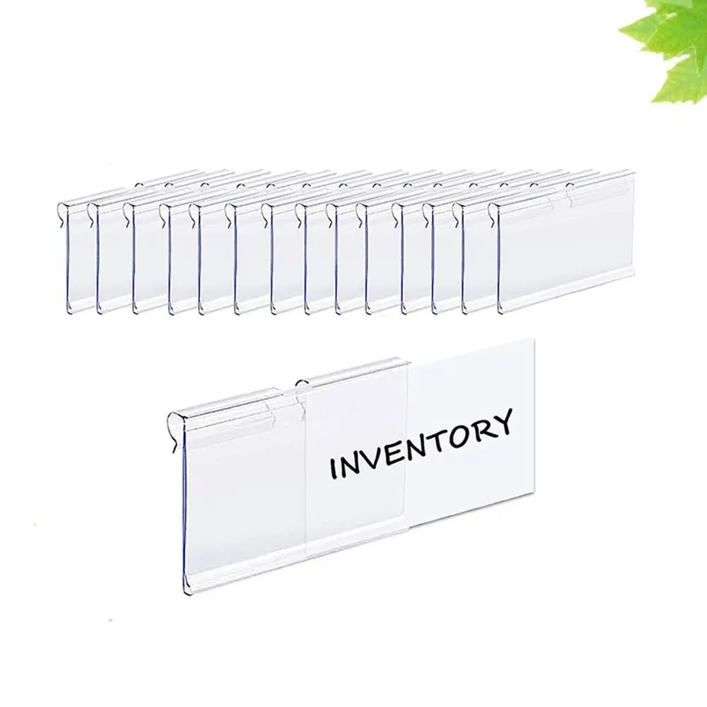 50PCS New Plastic Price Tag Holder Double line hook Signage Label Holder Transparent Multifunctional Label Display Sidebar Mall