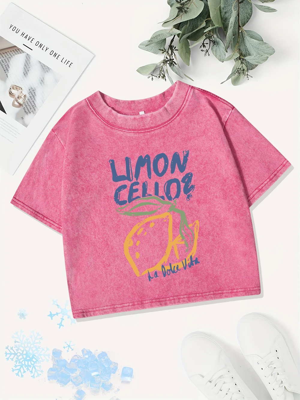 

Повседневные хлопковые укороченные топы, женские потертые футболки с фруктовым принтом «Лимон Виолончель», летние футболки обычного кроя с круглым вырезом, уличная женская одежда