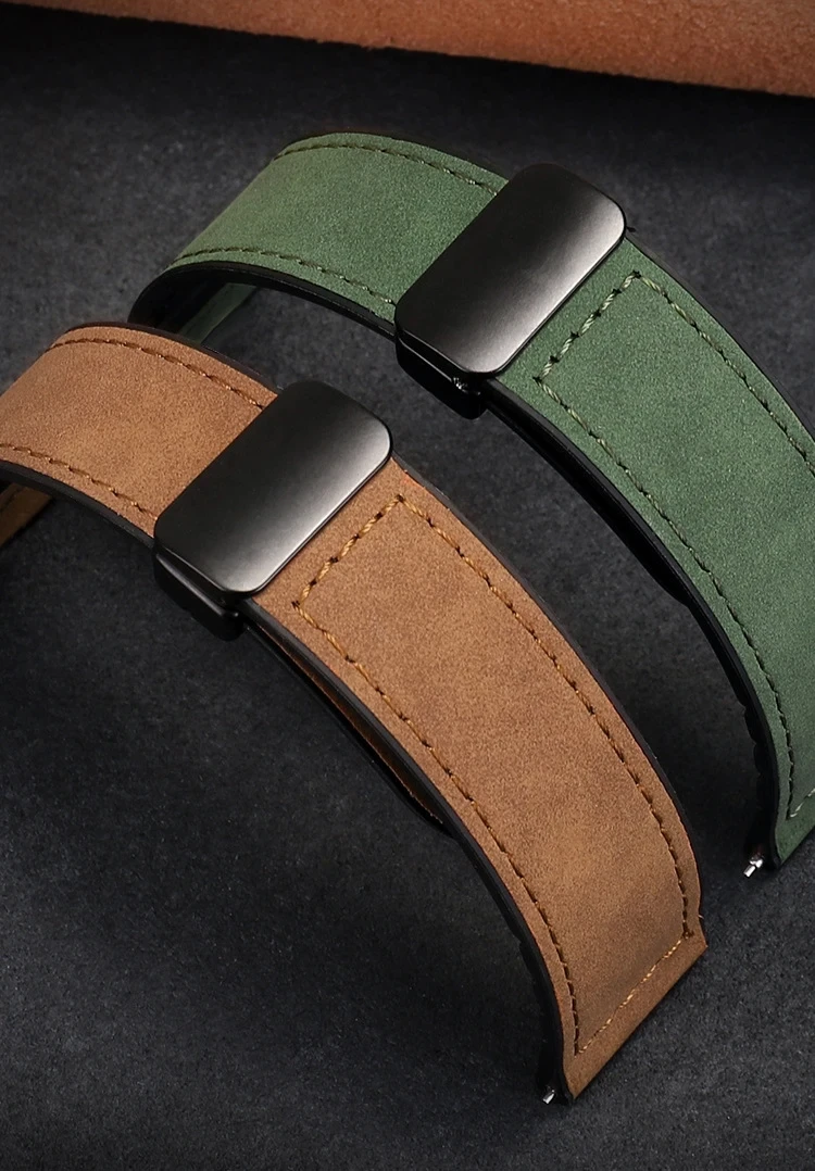 Leder-Silikonarmband für Samsung Galaxy Watch 4, 5, 6, 7, 40 mm/44 mm, Magnetband für Galaxy Watch 4/6 Classic 43 47 mm 42 46 mm – Detail 13