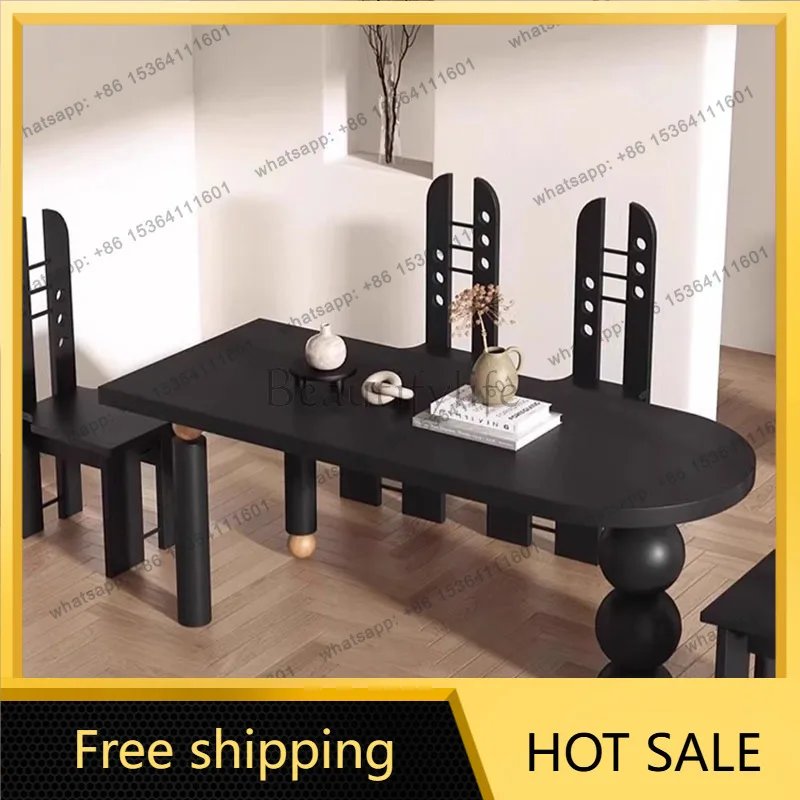 FG Writing Designer Dining Table Modern Restaurant Lounge Chairs Dining Table Wood Conference Mesas De Comedor Kitchen Furniture