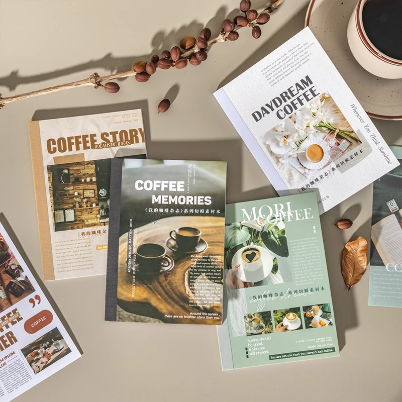 20 pcs Large Size Vintage Coffee Magazine Material Paper Aesthetic Material Book Retro Scrapbooking Journaling Decor Stationery