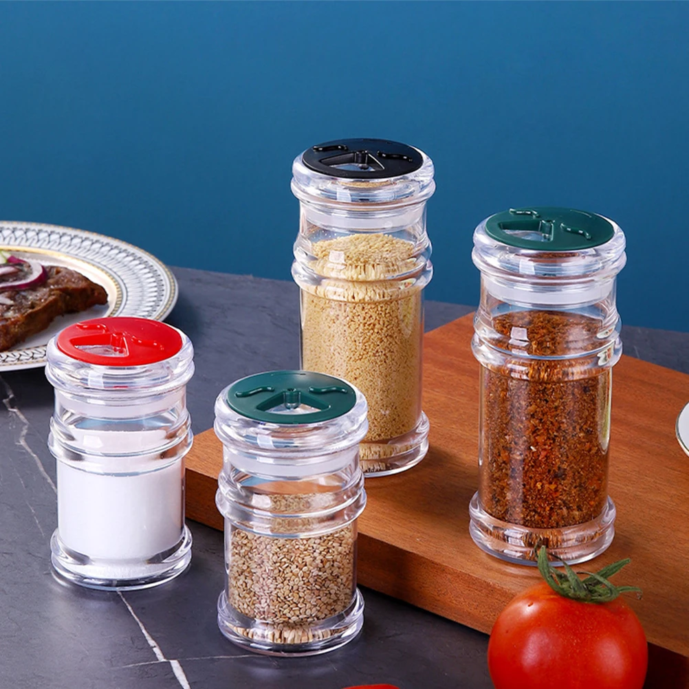 

4pcs Seasoning Bottles Kitchen Condiment Jars Transparent Salt Shakers Storage Containers For Salt Pepper Food-Grade