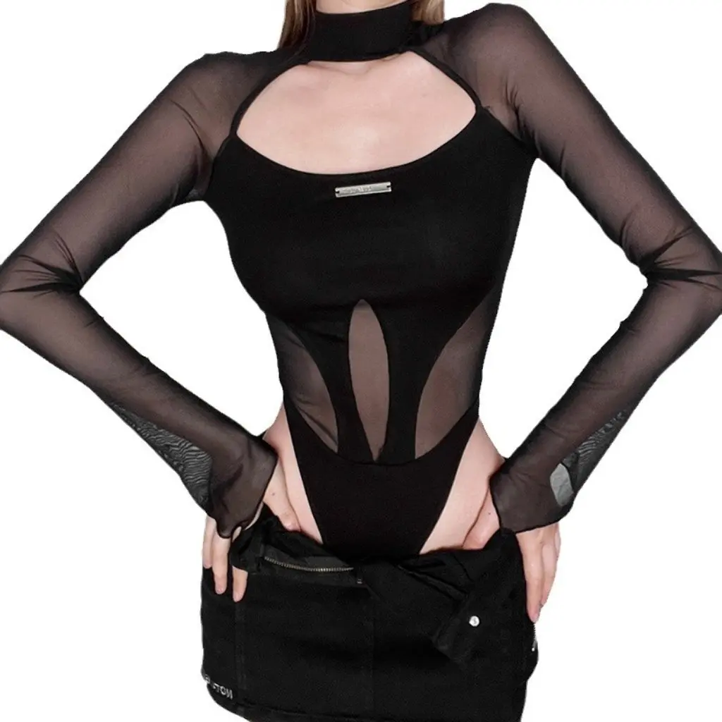 

Slim Mesh Top for Women Sexy Street Style European American Personality Hot Girl Summer Fashion Slimming T-shirt