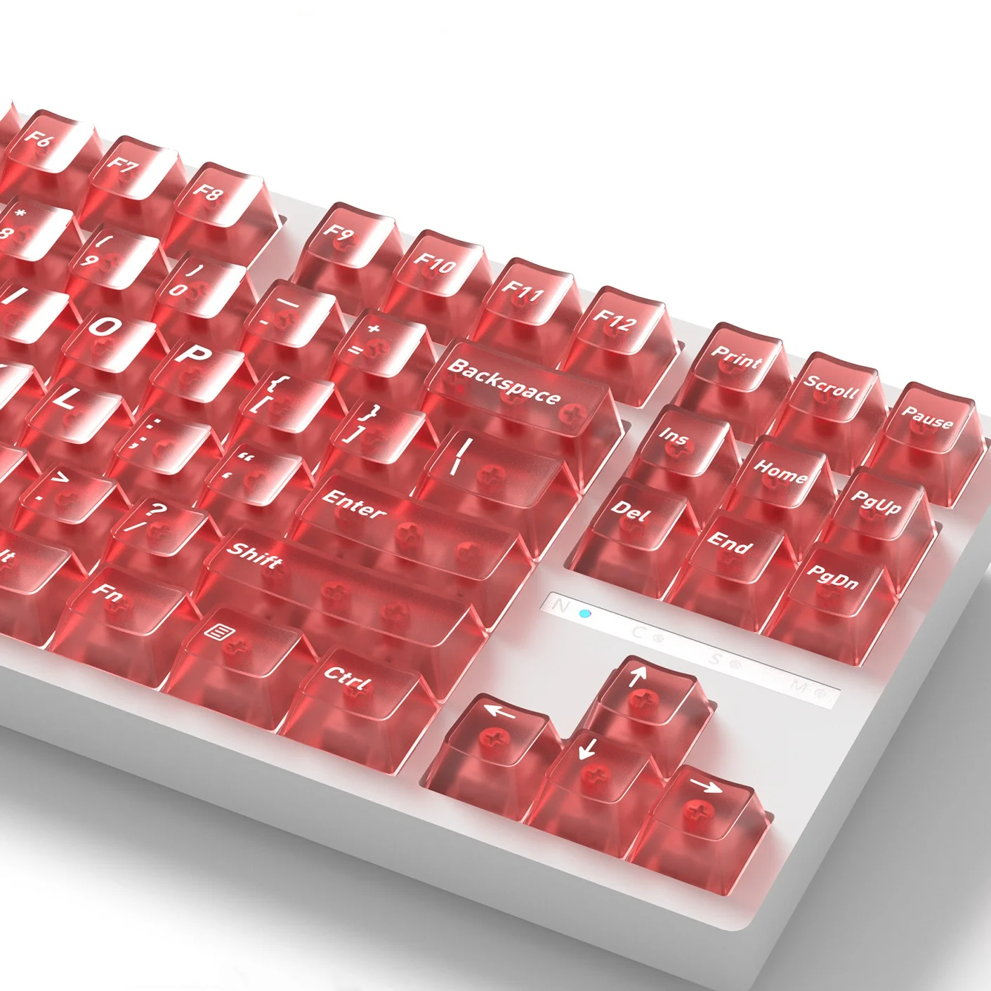 132 Keys Red Foggy Transparent Keycaps Cherry Profile UV pad print PC Keycaps For Cherry MX Mechanical Keyboard