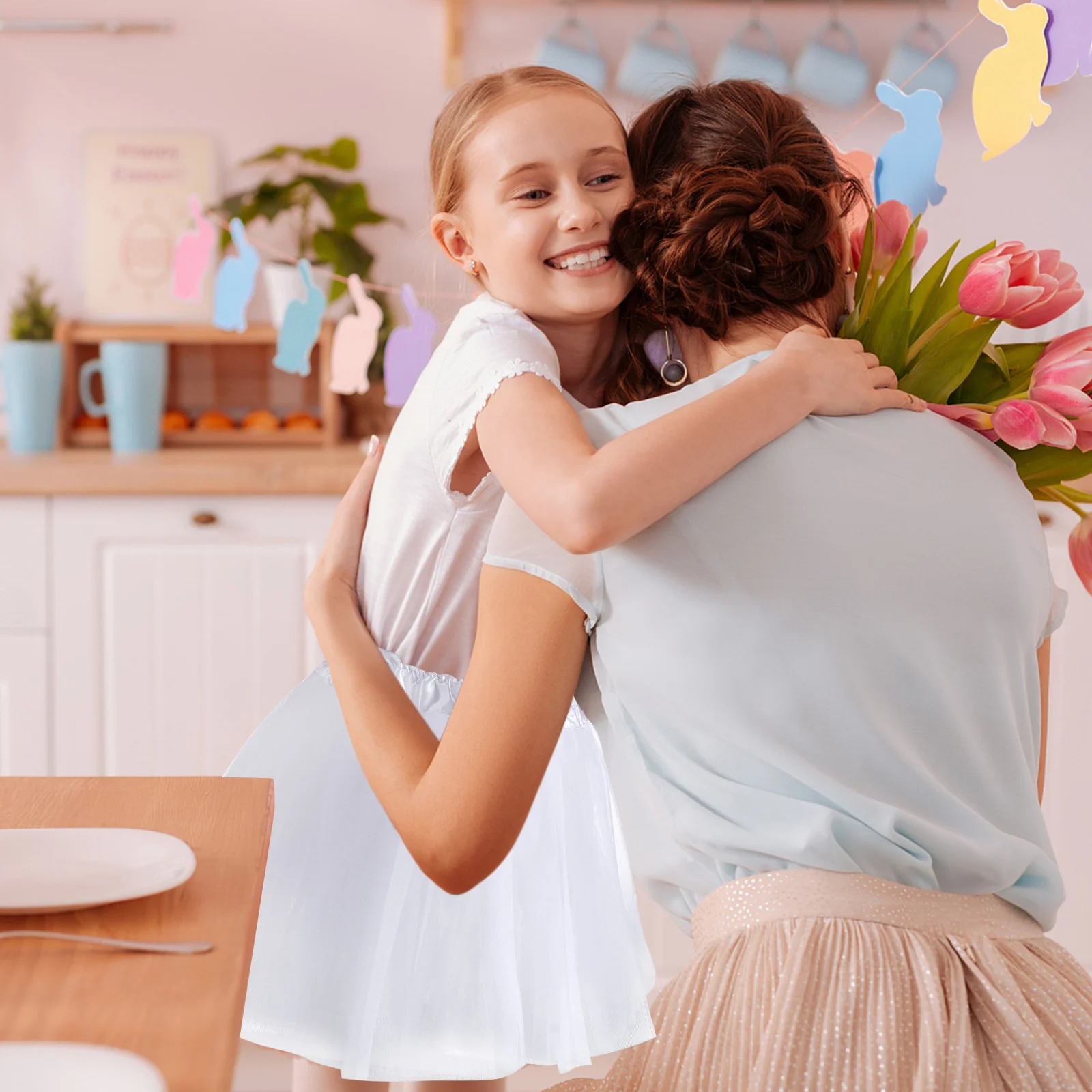 

1Set Kids Easter Bunny Costume Accessories Set with Headband Tutu Skirt Gloves Bow Tie Tail for Party Performance Festival Wear